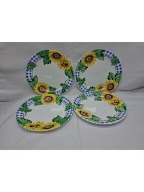 SET OF 4 - CORNING CORELLE - SUNFLOWER SUNSATIONS - 7 1/4" BREAD DESSERT PLATES